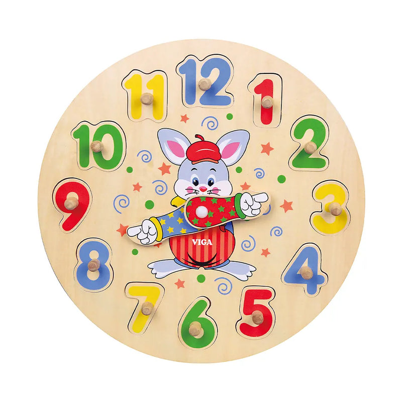 Viga Toys Puzzle Horloge en Bois – 24M+