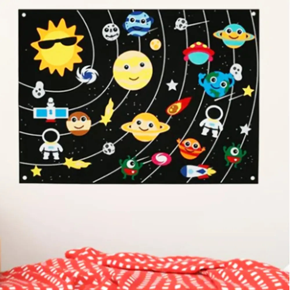 Tapis Mural Éducatif en Feutrine - Thème Spatial