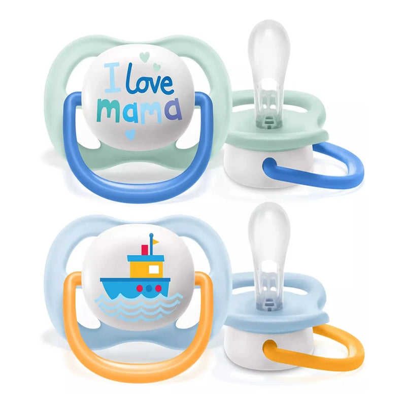 Avent Ultra Air Happy Collection Soothers 0-6m Boy - Pack of 2