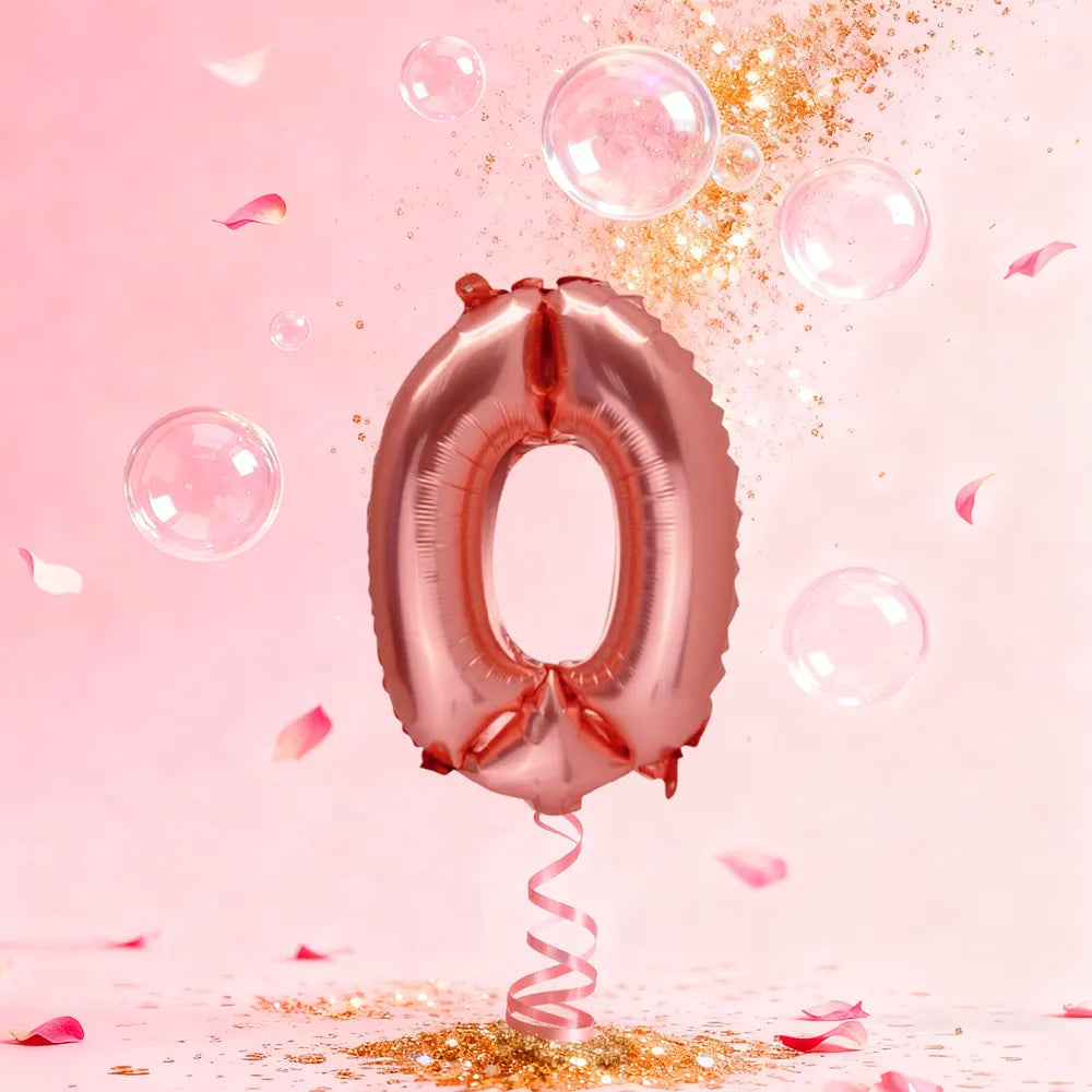 Rose Gold Number 0 Balloon – 36cm