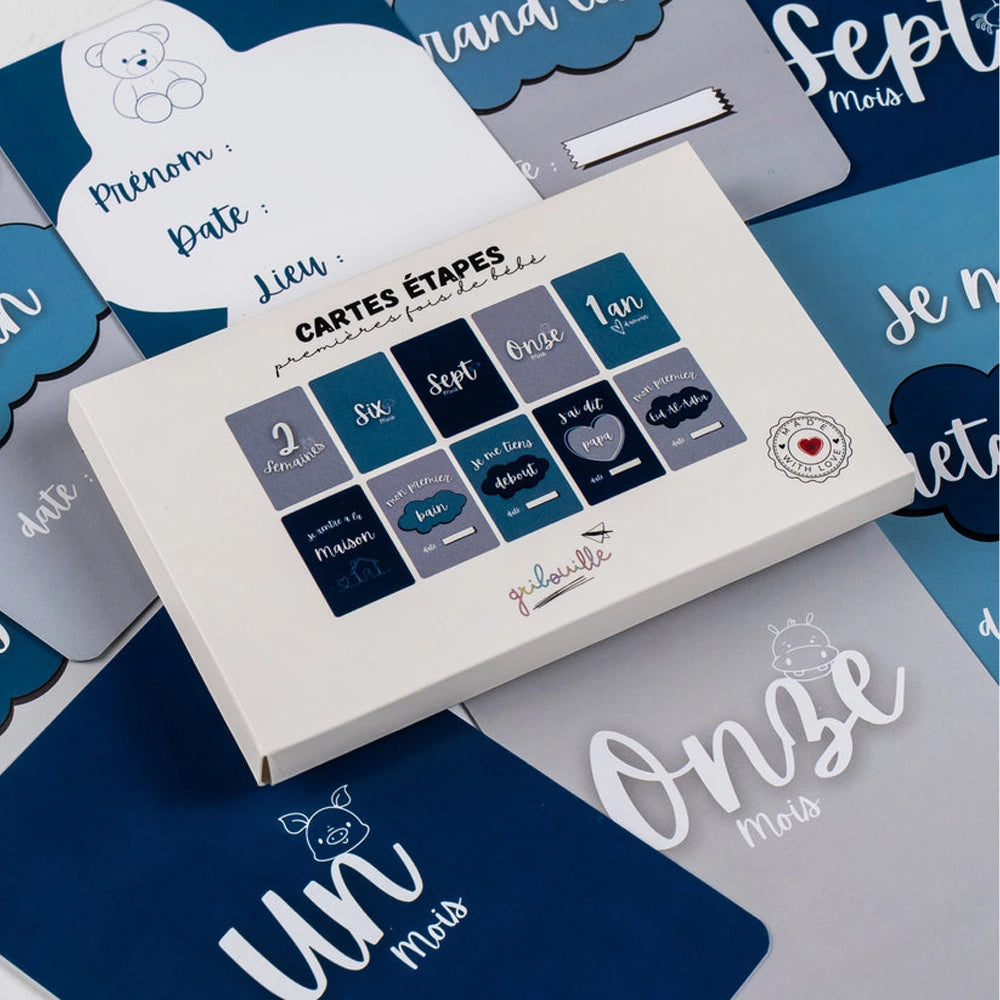 Cartes Étapes - Premières Fois de Bébé Bleu