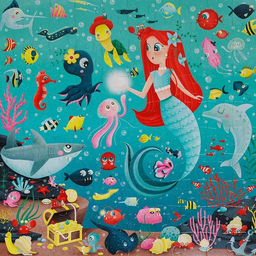 Eurekakids Puzzle Gigante Fosforescente 100 Piezas 4A+ - Sirenas