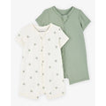 Lot de 2 Barboteuses Zippées PurelySoft Bébé Carter's - Vert & Ivoire