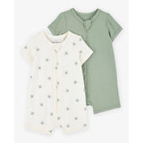 Lot de 2 Barboteuses Zippées PurelySoft Bébé Carter's - Vert & Ivoire
