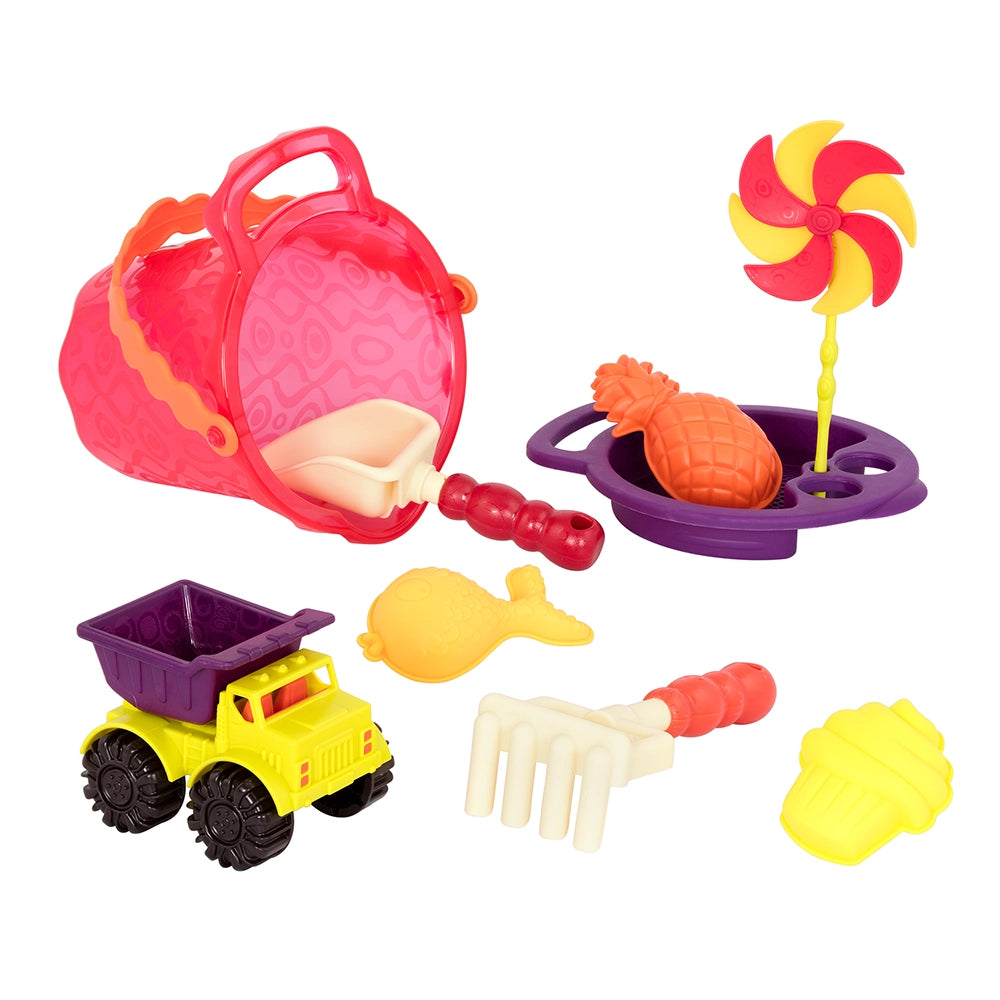 B. Toys Camion à Benne Basculante et Jouets de Plage 18M+ - Rouge