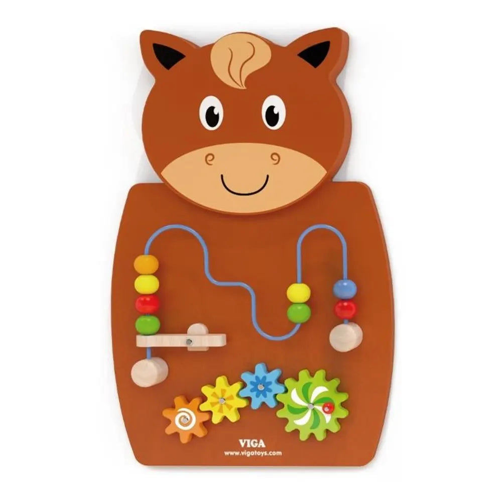 VIGA Toys Jouet Mural Cheval avec Labyrinthe en Bois - 18M+