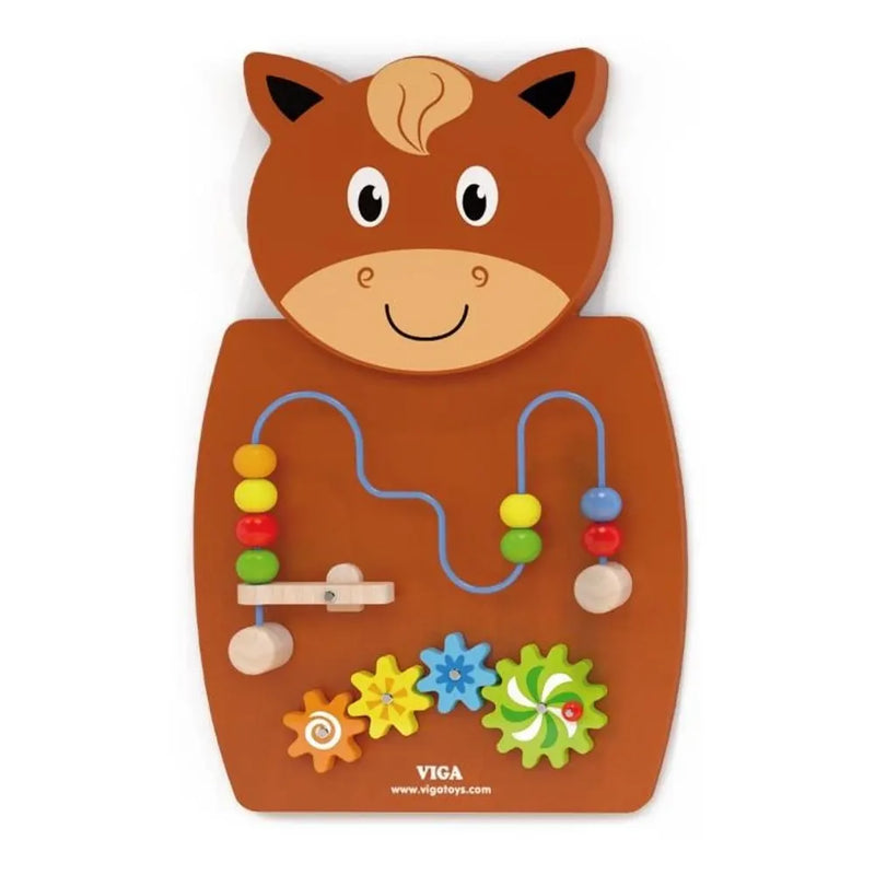 VIGA Toys Jouet Mural Cheval avec Labyrinthe en Bois - 18M+