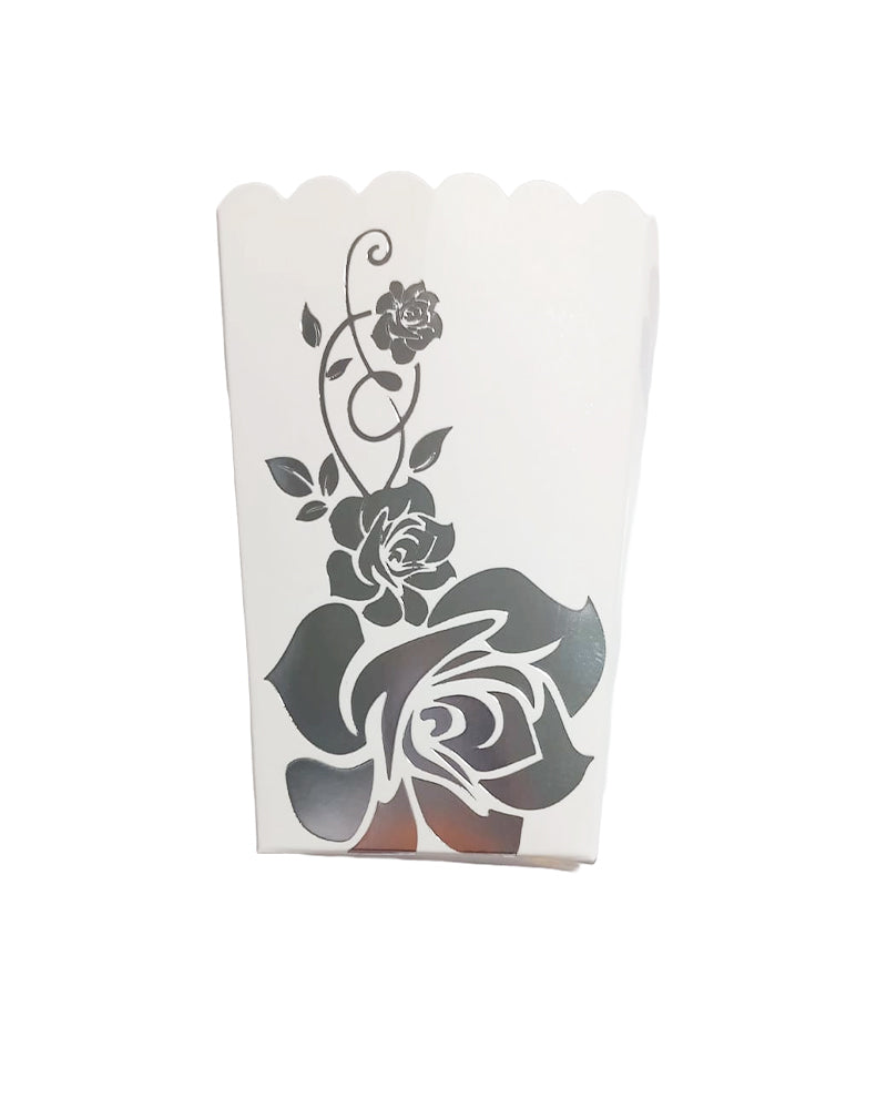 Flower Popcorn Boxes x10 - Silver