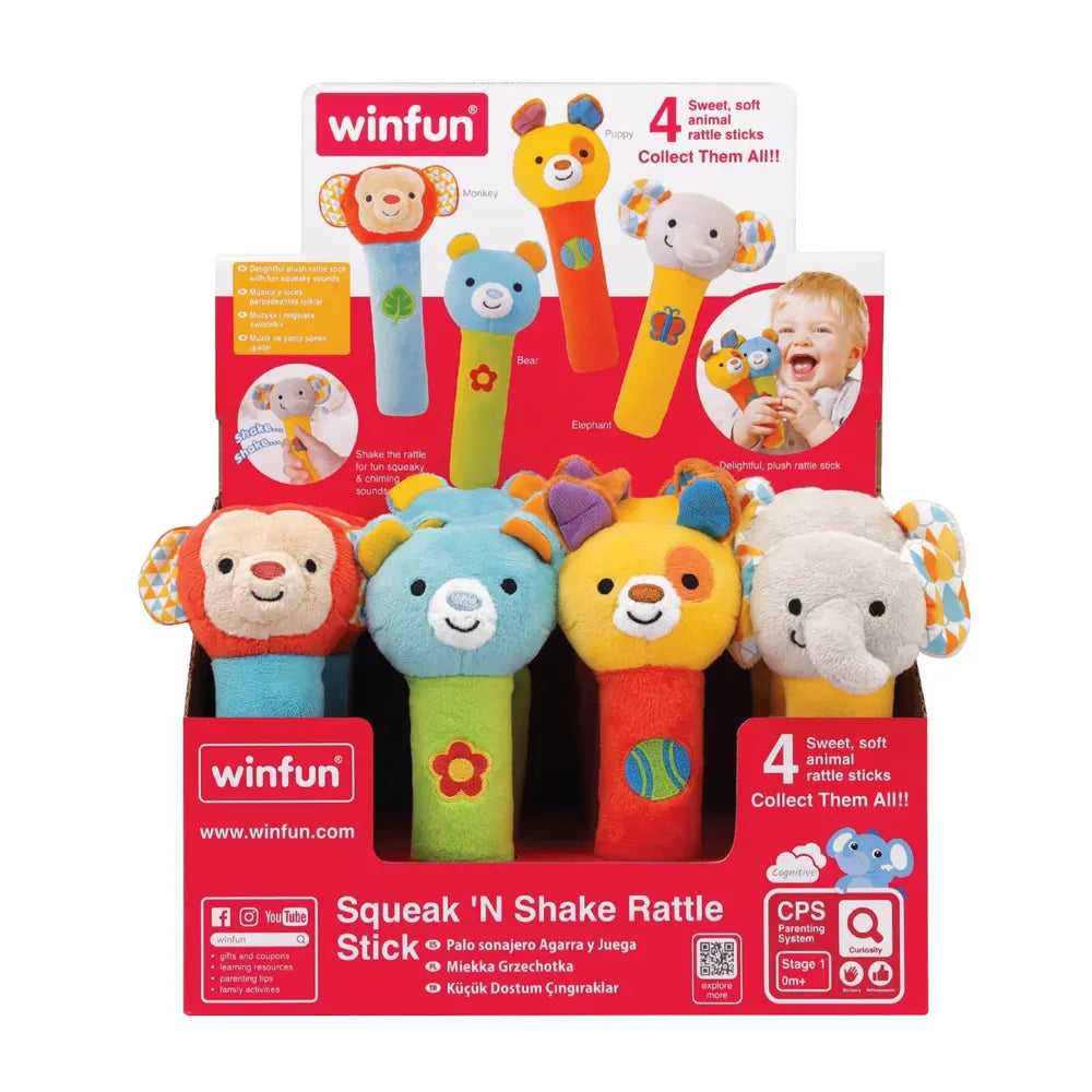 WinFun Sonajero Palo de Peluche Squeak 'N Shake – 6 meses+