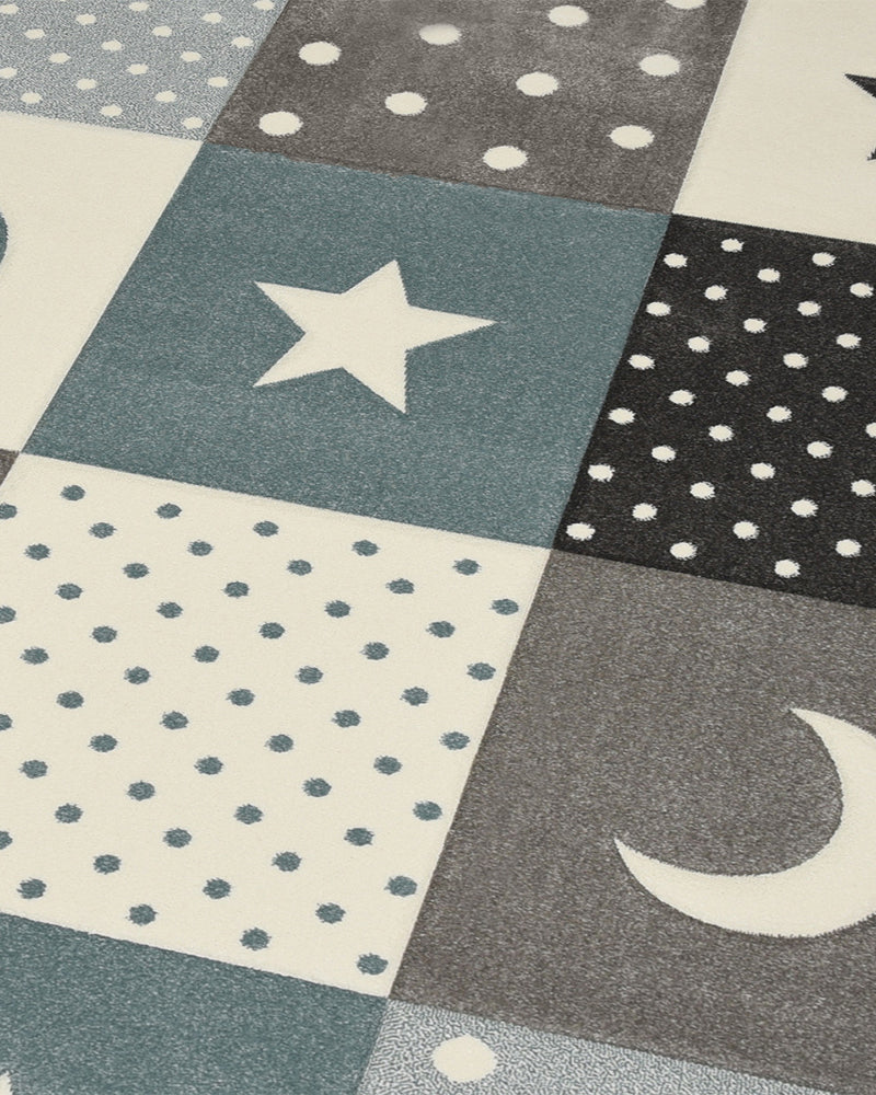 Tapis Rectangulaire Minikids Un Amour de Tapis - Bleu & Noir & Crème