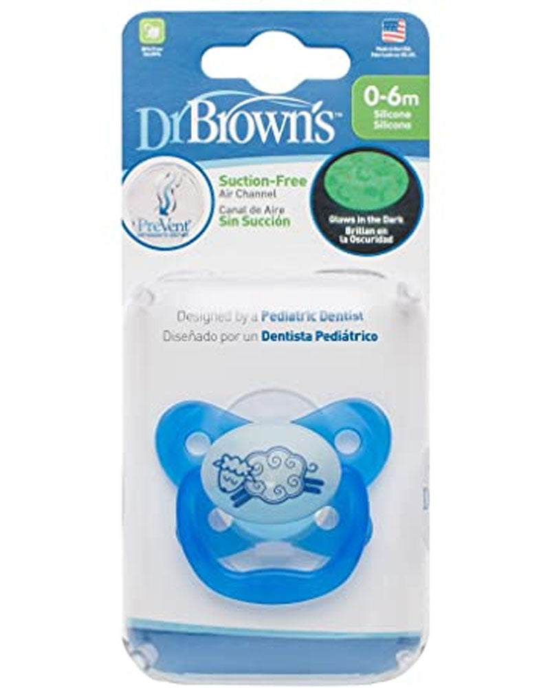 Dr. Brown's Glow in the Dark Stage1 Pacifier 0-6M - Blue