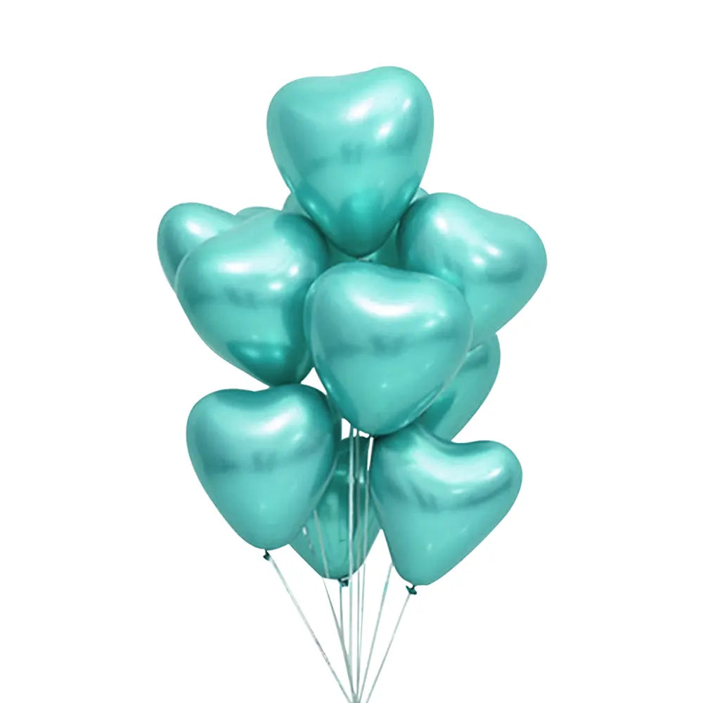 Lot de 50 Pièces Ballons Cœur Chromés Verts - 30cm
