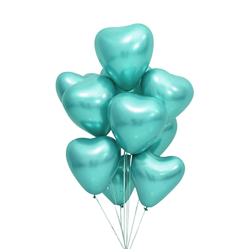 Lot de 50 Pièces Ballons Cœur Chromés Verts - 30cm