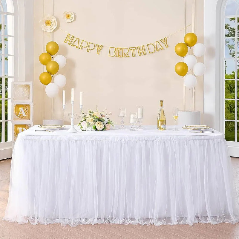 Jupe de Table en Tulle 426x74 cm - Blanche