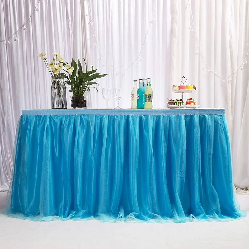 Jupe de Table en Tulle 426x74 cm - Bleu