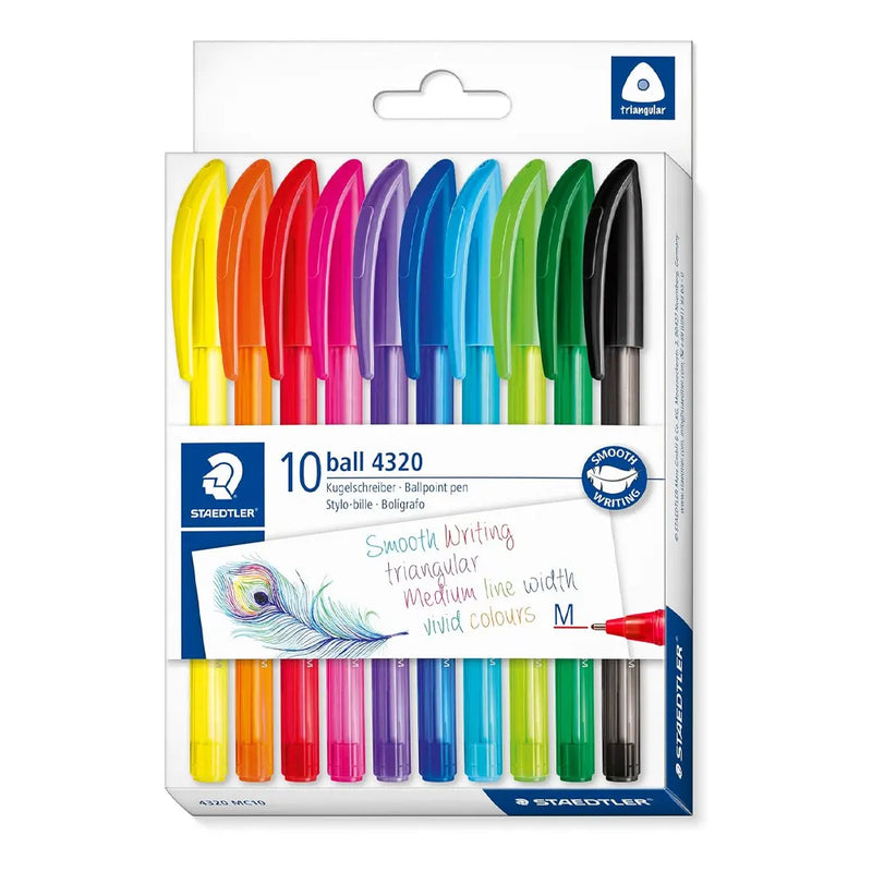 Staedtler Set of 10 Stick Rainbow Ballpoint Pens 4320 MC10