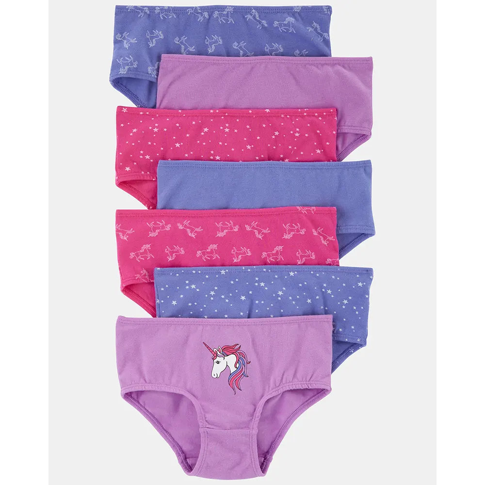 Lot de 7 culottes licorne pour fille - Coton stretch
