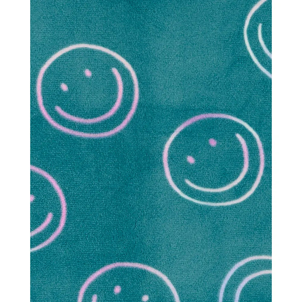 Grenouillère pyjama 2 pièces enfant en velours à motif smiley