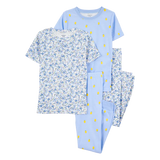 Pyjama 4 pièces fleuri fille - 100% Coton