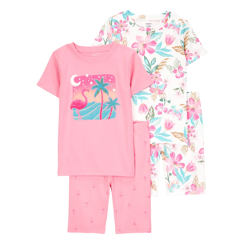 Pyjama 4 Pièces Fille Carter's - Flamant Rose
