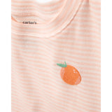 Pyjama 4 pièces orange rayé fille - Coton