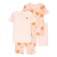 Pyjama 4 pièces orange rayé fille - Coton