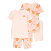 Pyjama 4 pièces orange rayé fille - Coton