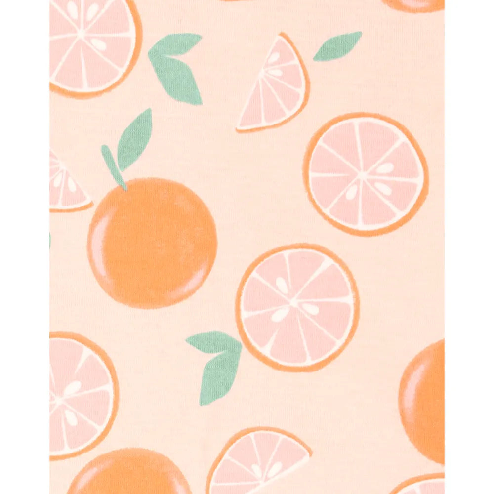 Pyjama 4 pièces orange rayé fille - Coton