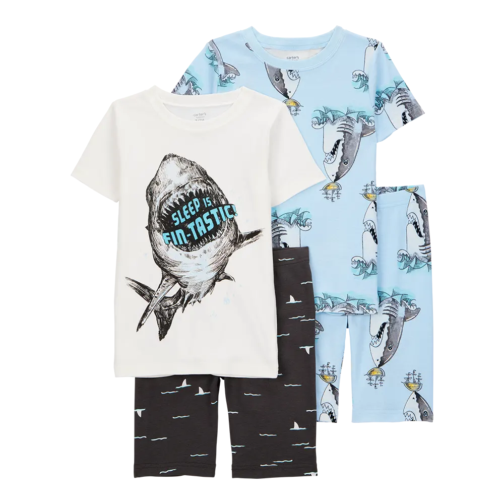 Pyjama 4 pièces requin garçon - 100% Coton