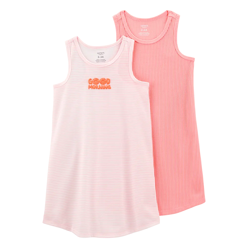 Lot de 2 chemises de nuit rayées fille - Rose