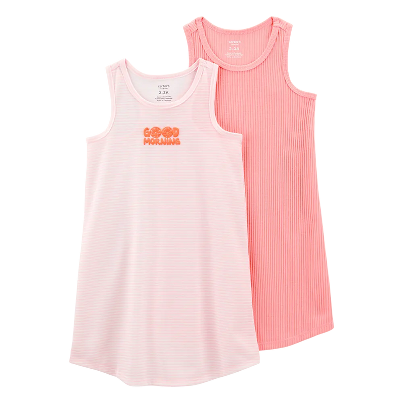 Lot de 2 Pyjamas de Nuit Rayées Fille Carter's - Rose