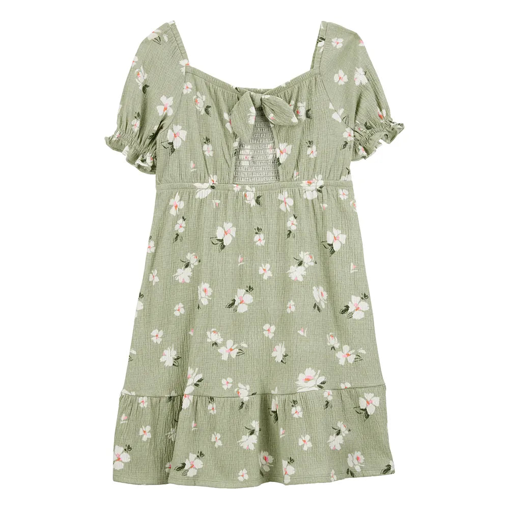 Vestido fruncido para niña Carter's - Verde floral