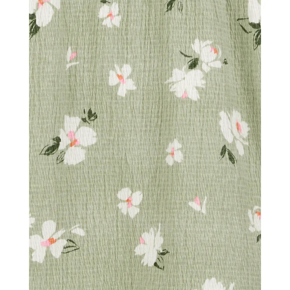 Vestido fruncido para niña Carter's - Verde floral