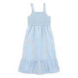 Robe vichy sans manches pour fille - Bleu