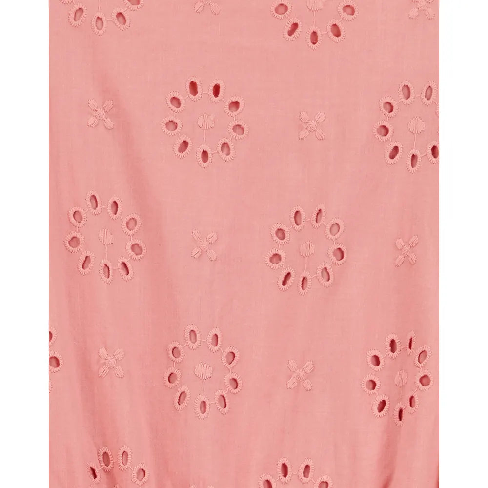 Combinaison en Broderie Anglaise à Nouer Fille Carter's - Rose Poudré