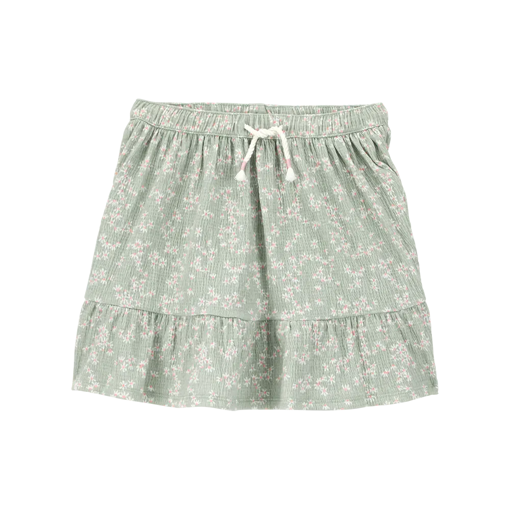Jupe-short plissée florale pour fille - Vert