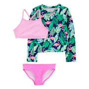 Ensemble maillot de bain anti-UV 3 pièces tropical fille