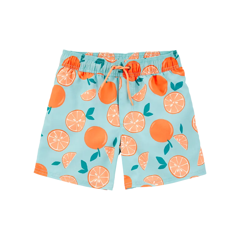 Short de bain à imprimé orange pour garçon