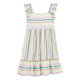 Robe rayée à manches papillon fille