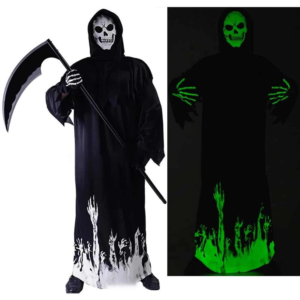 Déguisement de Faucheuse Squelette Phosphorescent Taille L