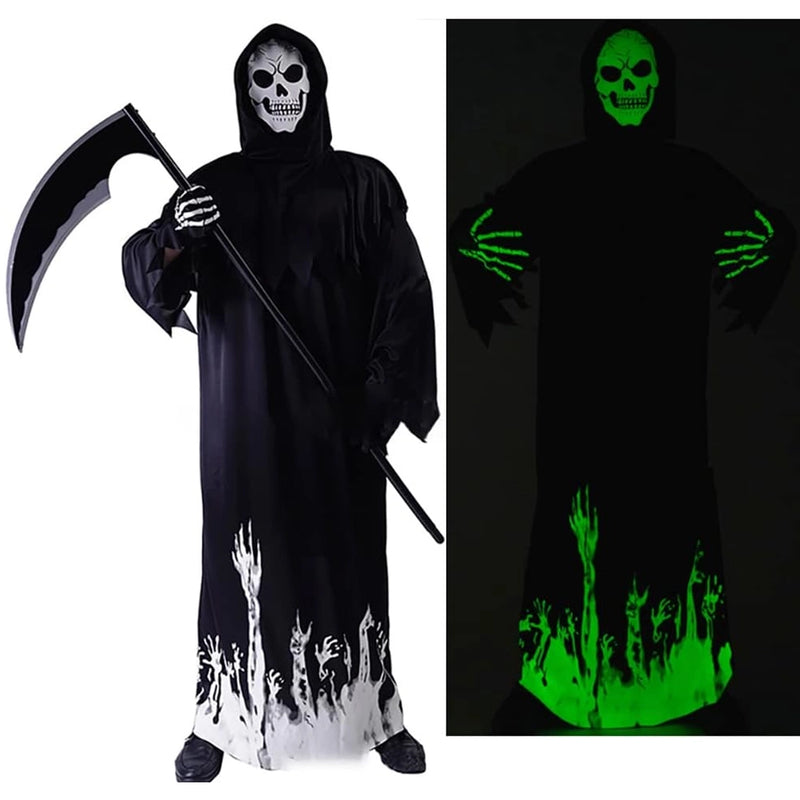 Déguisement de Faucheuse Squelette Phosphorescent Taille L