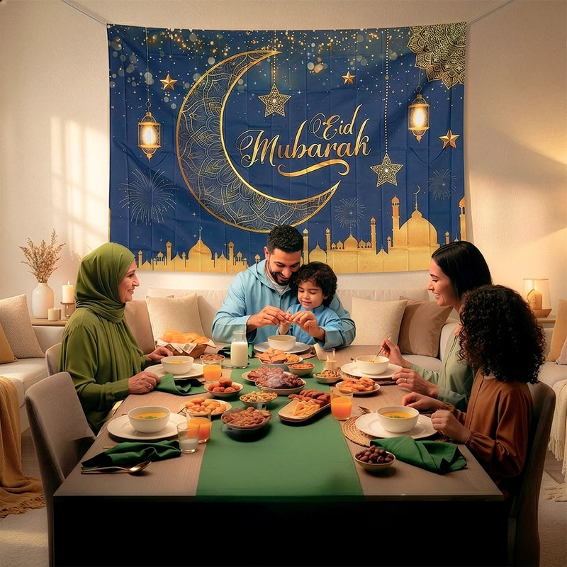 Eid Mubarak Printed Fabric Banner – 210 x 150 cm