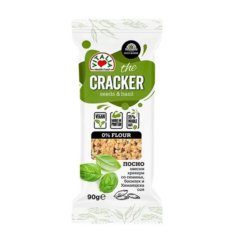 Vitalia Health Food Oat Salty Crackers Seeds & Basel - 90g