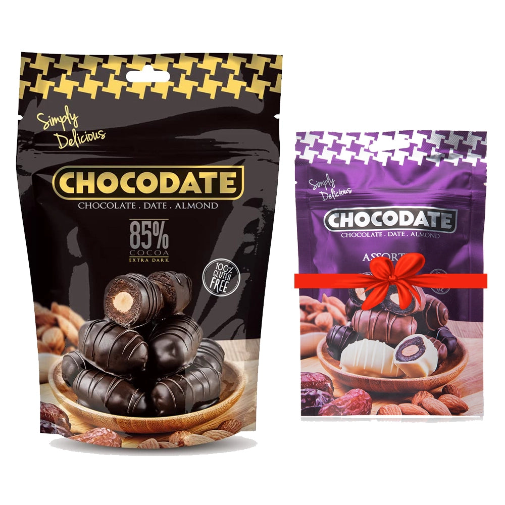 Chocodate Extra Dark Pouch 250g + Free Assorted 100g