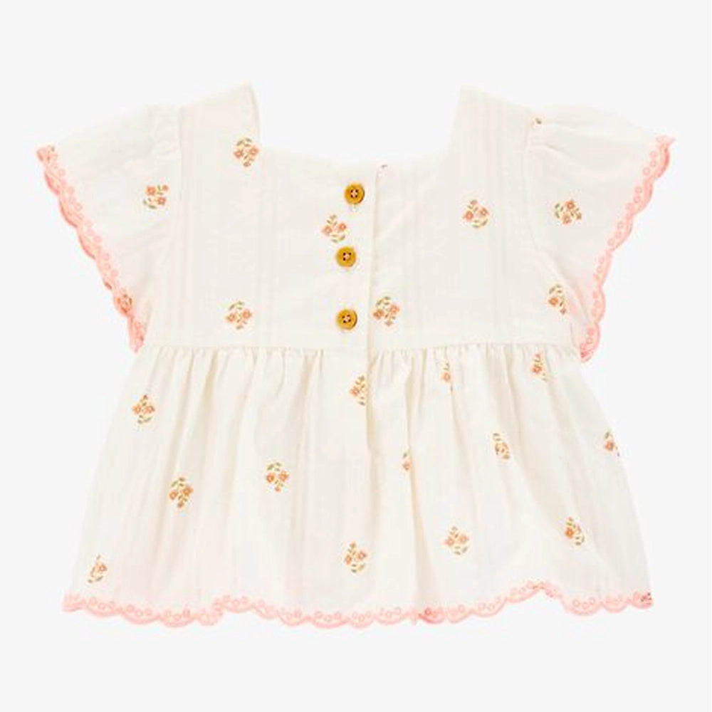 Haut à Manches Flottante Bébé Fille OshKosh - Crème