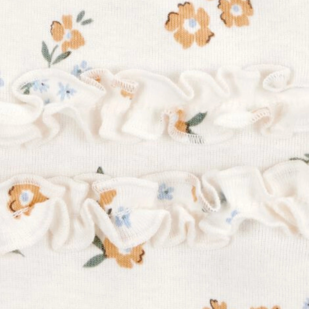 Ensemble 3 Pièces Bébé Fille Carter's - Floral Or & Blanc