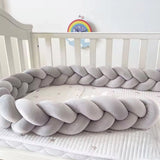 BébéYo Tour de Lit Tressé Velours 3.6m - Gris