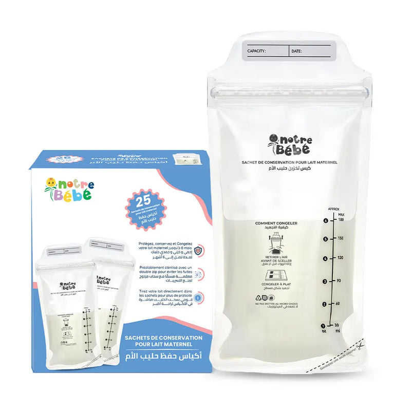 Notre-Bébé Bolsas para almacenar leche materna 25 bolsas
