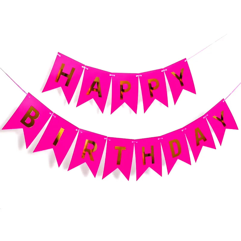 Bannière Happy Birthday - Rose Fushia