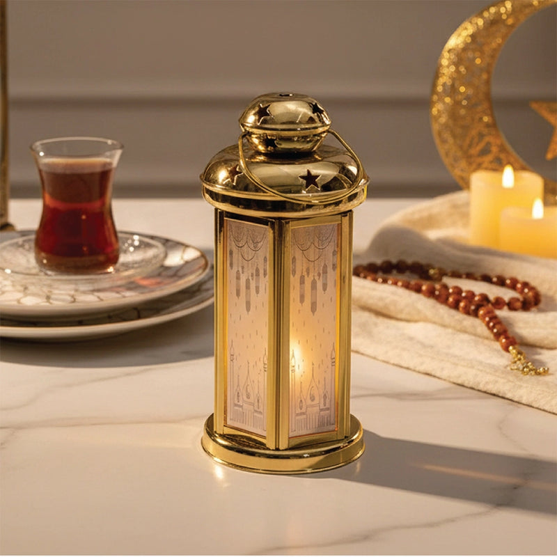 Decorative Metal and Glass LED Lantern with Sound